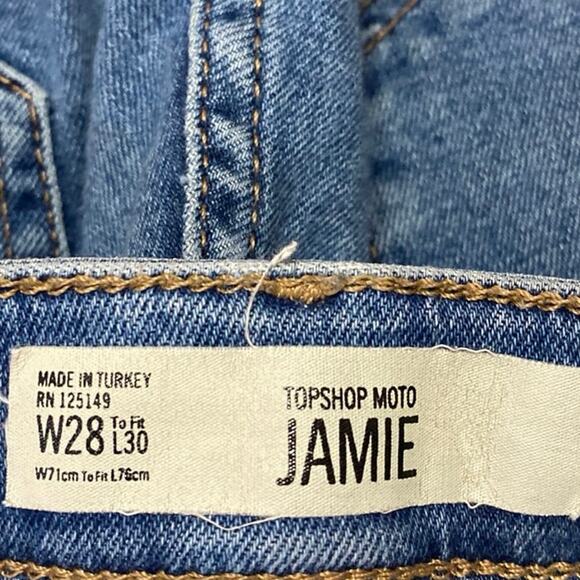 Topshop Jamie Womens Blue Distressed High Rise Cropped Skinny Denim Jeans Sz 28 - Picture 4 of 5